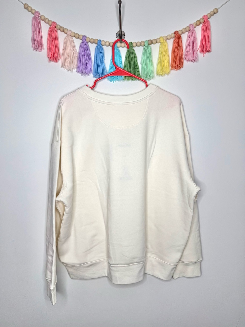 Esprit Retro 80s Cream Embroidered Rainbow Logo Viral Crewneck Sweatshirt XL NWT - Picture 11 of 14
